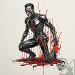 A graphic novel panel of the t-1000 emerging… – tattoo sketch (№1751229440_0, 29.06.2025 20:37) — tattoovalue.net