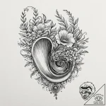 A gramophone with flowers growing out of the… – tattoo sketch (№1751229553_0, 29.06.2025 20:39) — tattoovalue.net