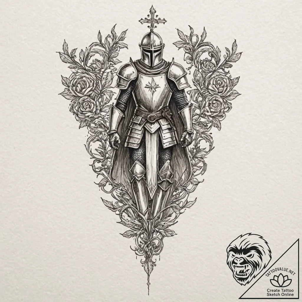 A sketch of the black knight from monty pytho... - tattoo sketch (№1751230284_0, 29.06.2025 20:51) — tattoovalue.net