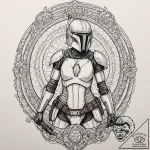 Chicano style tattoo of a female mandalorian… – tattoo sketch (№1751231330_0, 29.06.2025 21:08) — tattoovalue.net