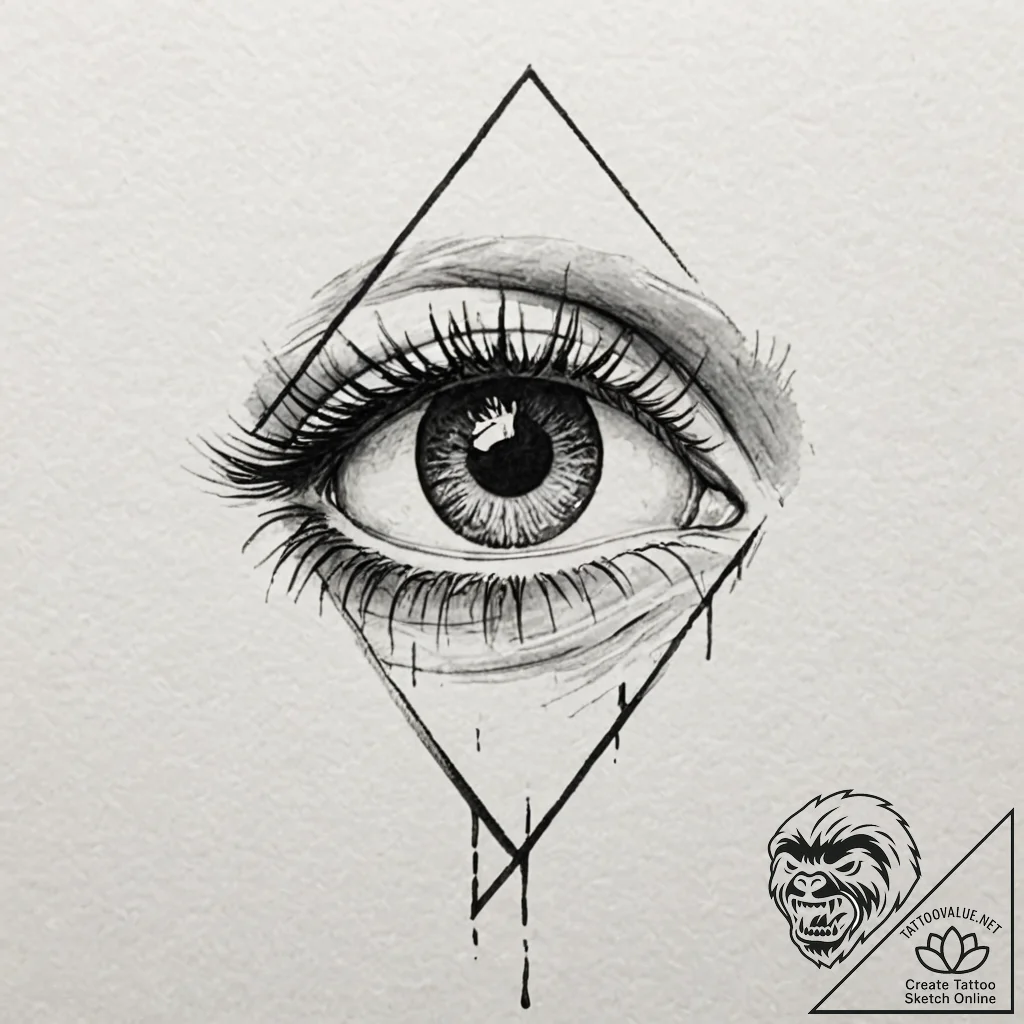 Eye mountain, tattoo drawing outline, black a... - tattoo sketch (№1751232350_0, 29.06.2025 21:25) — tattoovalue.net