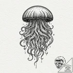 Jellyfish with tentacles made of cosmic nebul… – tattoo sketch (№1751232454_0, 29.06.2025 21:27) — tattoovalue.net