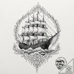 A linework tattoo of the nebuchadnezzar ship…. – tattoo sketch (№1751232558_0, 29.06.2025 21:29) — tattoovalue.net