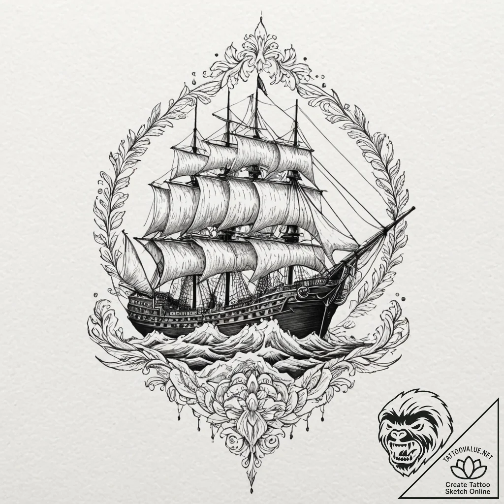 A linework tattoo of the nebuchadnezzar ship.... - tattoo sketch (№1751232558_0, 29.06.2025 21:29) — tattoovalue.net