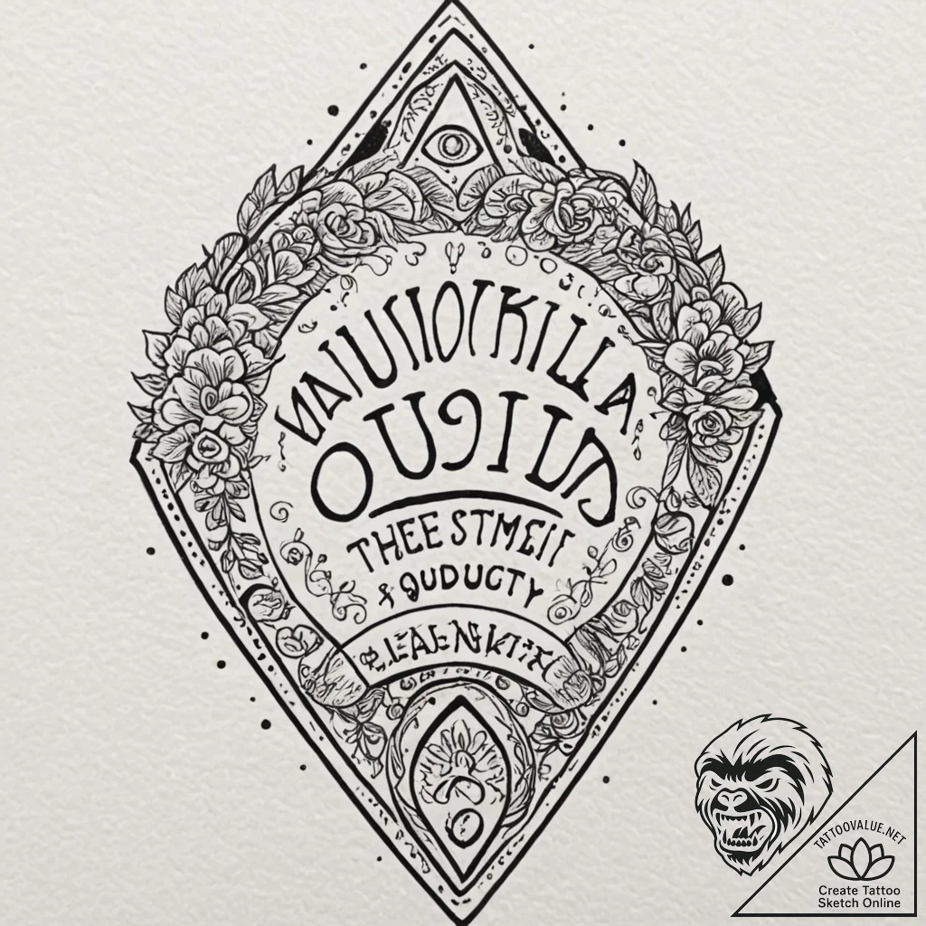 A linework design of a ouija board planchette... - tattoo sketch (№1751232775_0, 29.06.2025 21:32) — tattoovalue.net