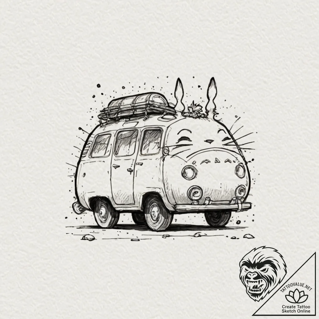 A minimalist tattoo of the catbus from my nei... - tattoo sketch (№1751233263_0, 29.06.2025 21:41) — tattoovalue.net