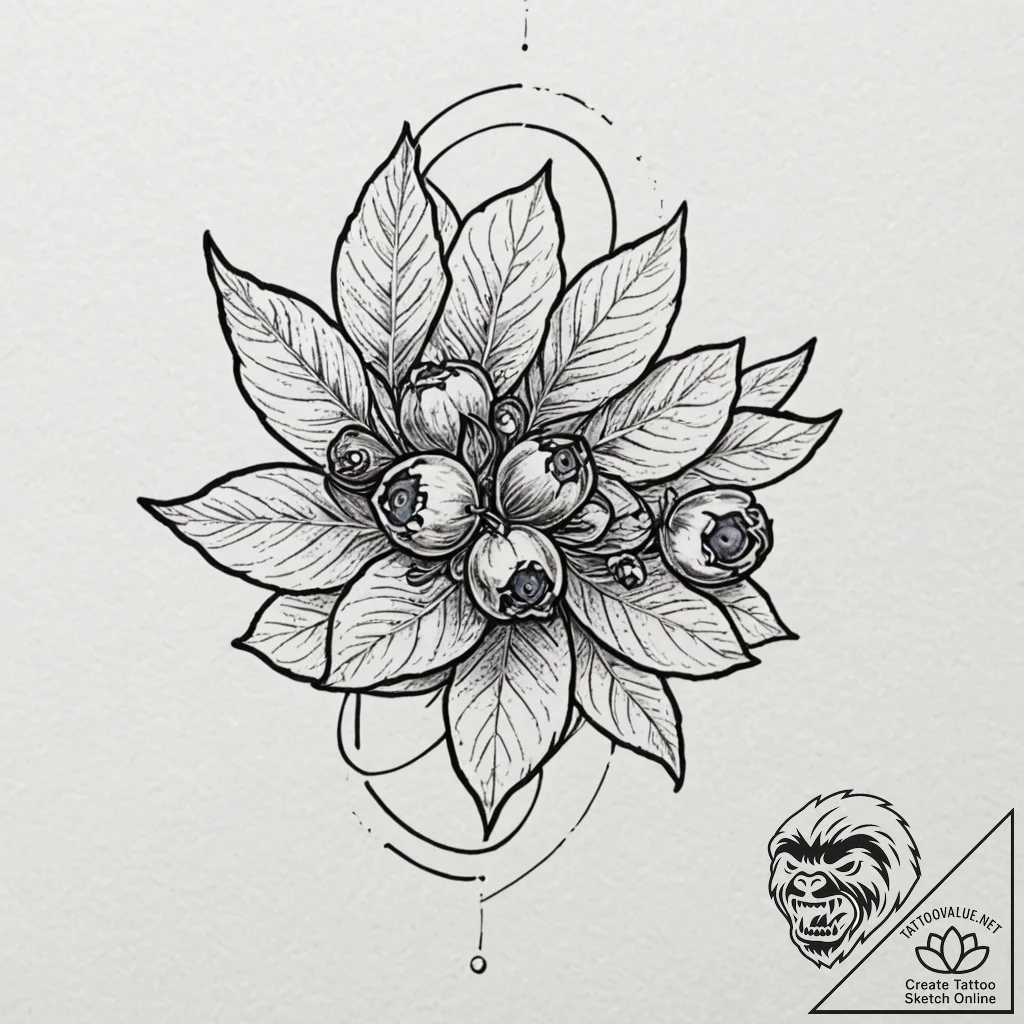 Blueberry, tattoo flash sheet design, minimal... - tattoo sketch (№1751233822_0, 29.06.2025 21:50) — tattoovalue.net