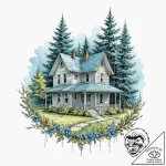 A sketch of the house of blue leaves, before… – tattoo sketch (№1751233932_0, 29.06.2025 21:52) — tattoovalue.net