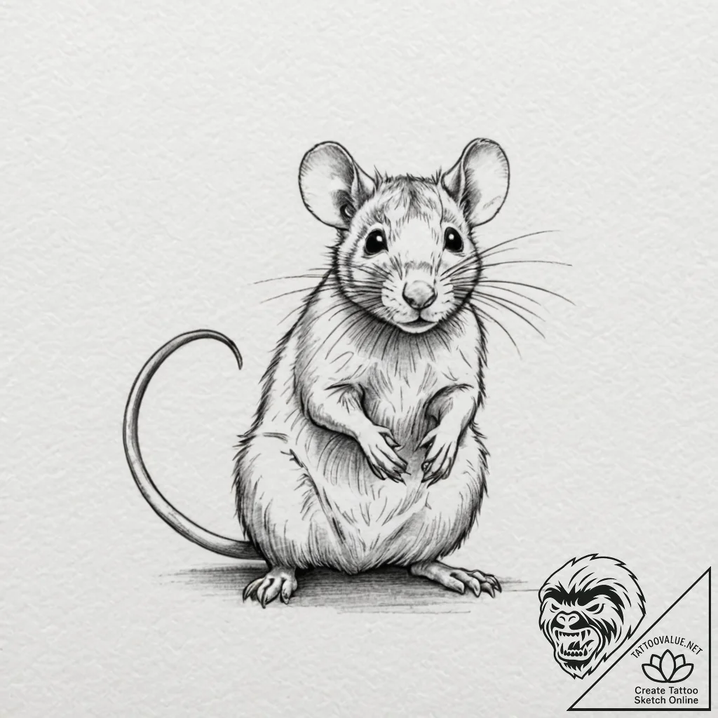 Rat, artistic tattoo sketch, black and grey t... - tattoo sketch (№1751234030_0, 29.06.2025 21:53) — tattoovalue.net