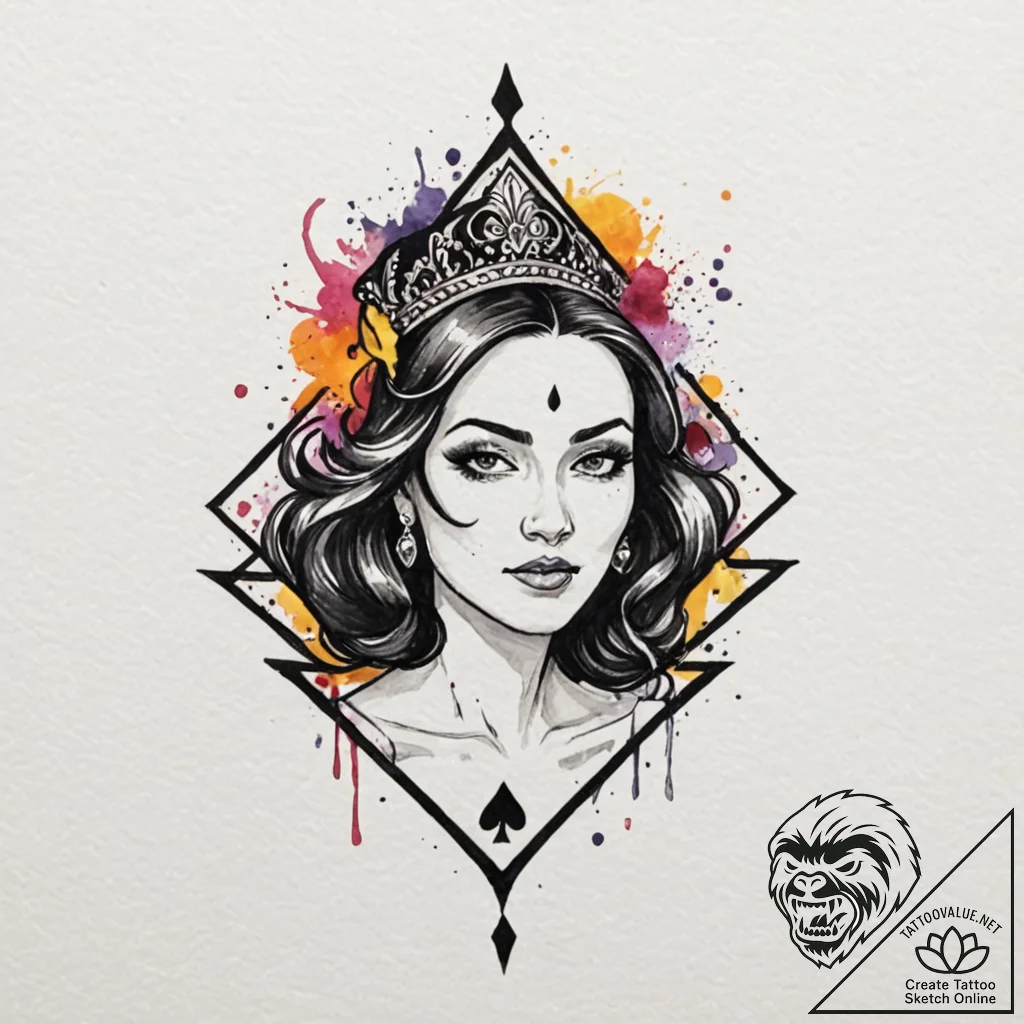 Queen of spades, tattoo flash sheet design, c... - tattoo sketch (№1751234140_0, 29.06.2025 21:55) — tattoovalue.net