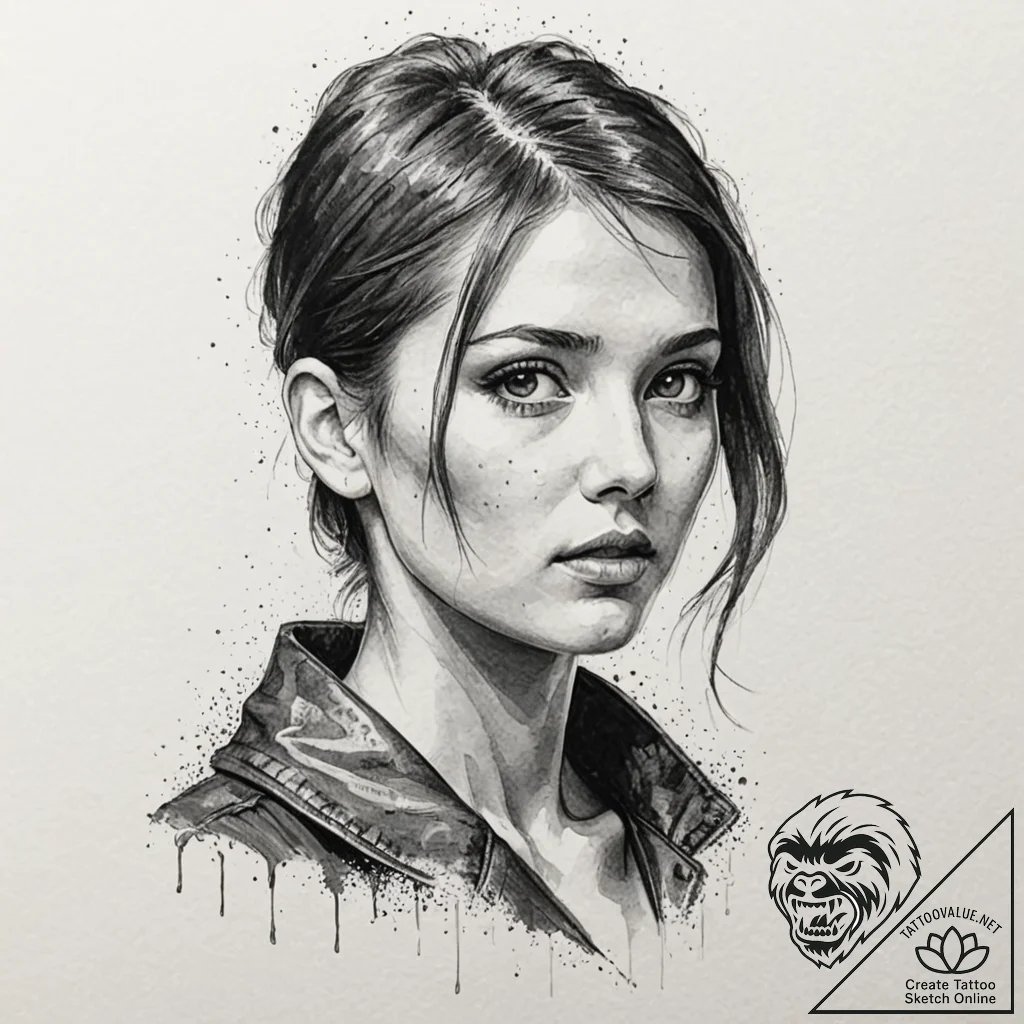 Sketch of joi from blade runner 2049, her hol... - tattoo sketch (№1751234903_0, 29.06.2025 22:08) — tattoovalue.net