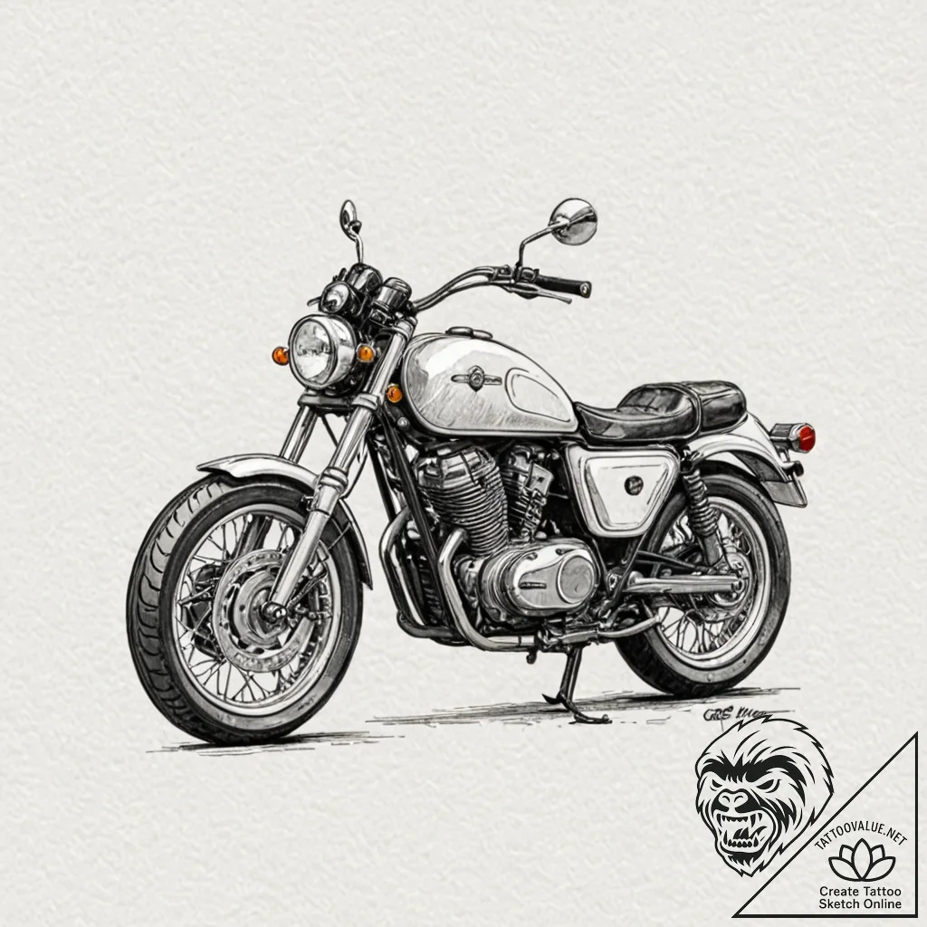 Motorcycle, tattoo sketch design, dynamic com... - tattoo sketch (№1751235132_0, 29.06.2025 22:12) — tattoovalue.net