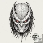 Neo-traditional tattoo of the predator’s bio-… – tattoo sketch (№1751237319_0, 29.06.2025 22:48) — tattoovalue.net