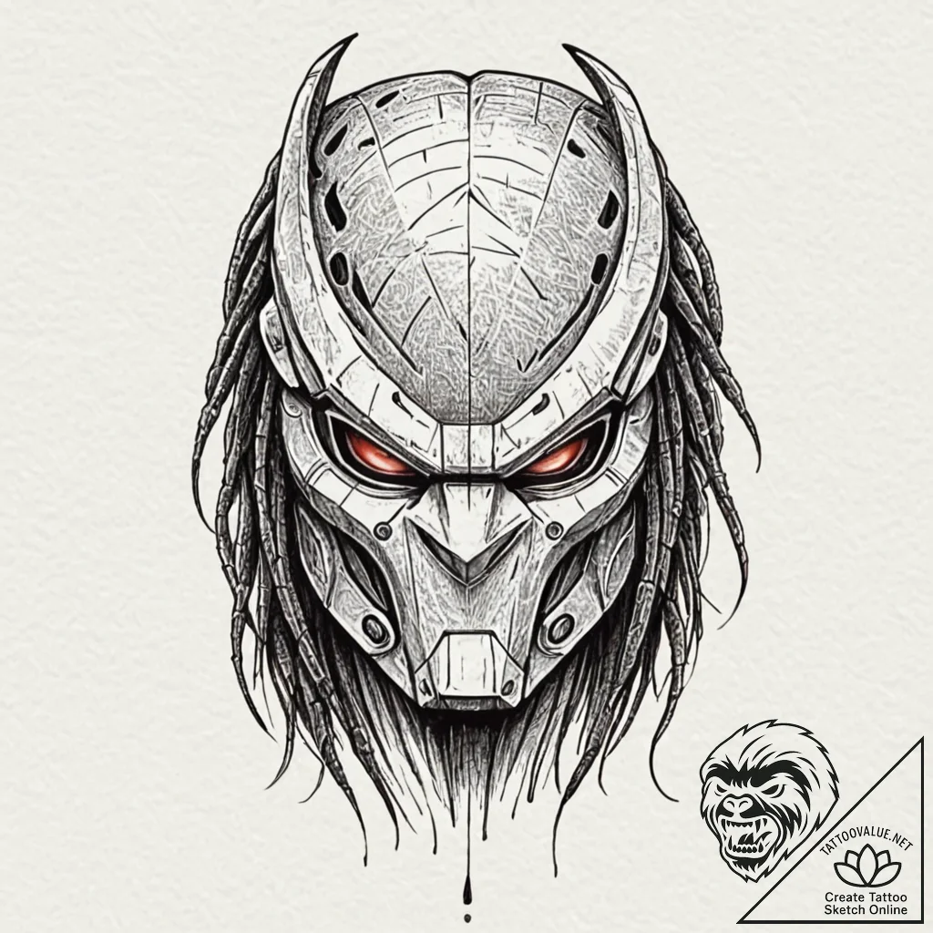 Neo-traditional tattoo of the predator's bio-... - tattoo sketch (№1751237319_0, 29.06.2025 22:48) — tattoovalue.net