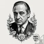 A chicano style portrait of don vito corleone… – tattoo sketch (№1751237625_0, 29.06.2025 22:53) — tattoovalue.net