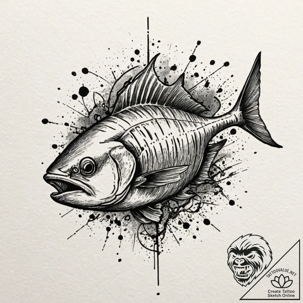 Piranha, artistic tattoo sketch, rough sketch... - tattoo sketch (№1751237741_0, 29.06.2025 22:55) — tattoovalue.net