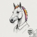 A watercolor sketch of bojack horseman, looki… – tattoo sketch (№1751237971_0, 29.06.2025 22:59) — tattoovalue.net