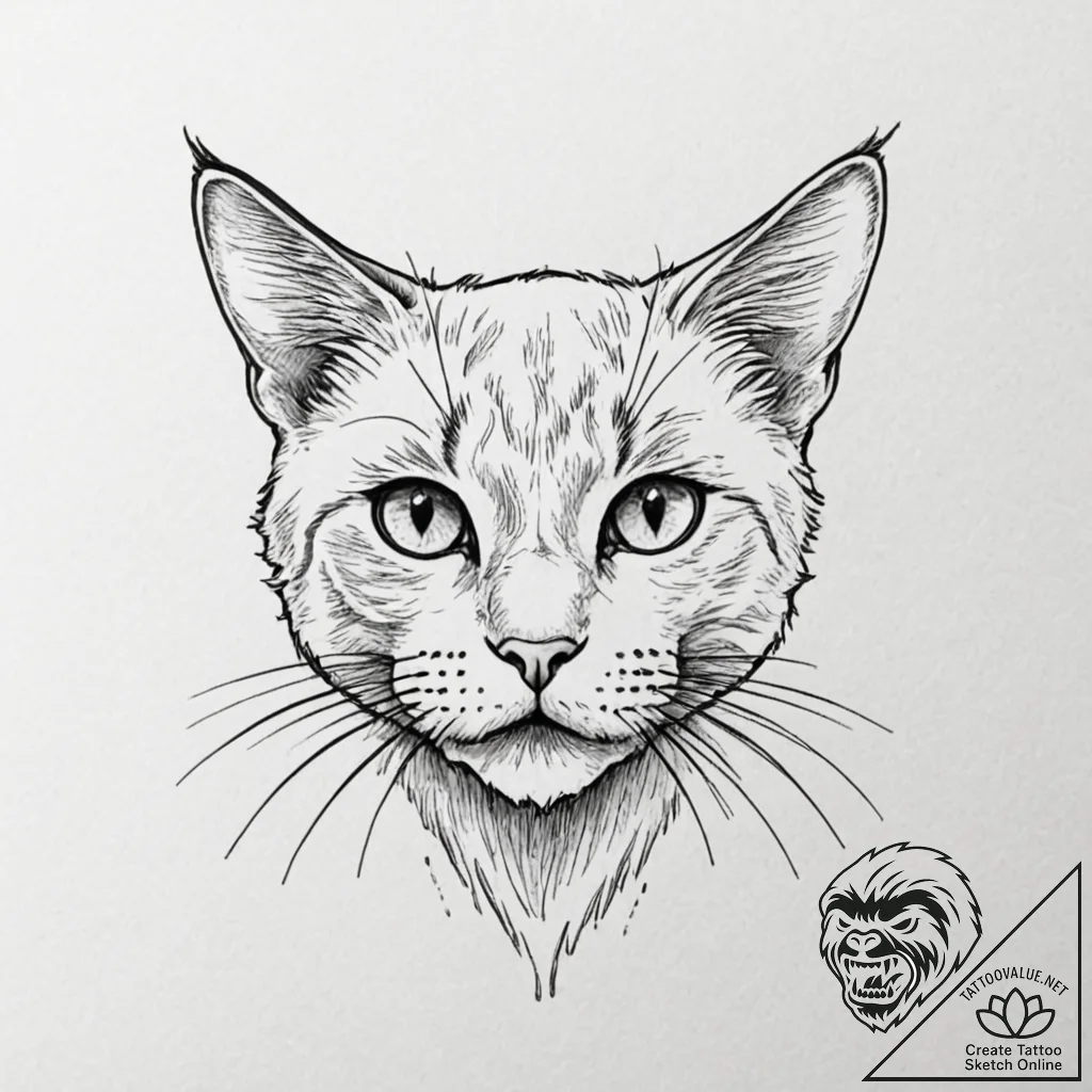 Neo-traditional tattoo of jonesy the cat, loo... - tattoo sketch (№1751238075_0, 29.06.2025 23:01) — tattoovalue.net