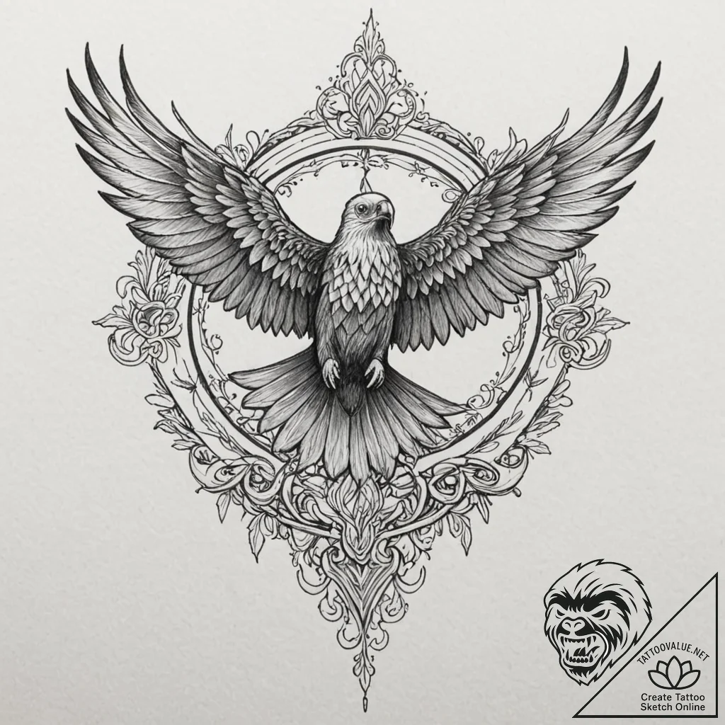 A linework tattoo of the atreides hawk symbol... - tattoo sketch (№1751238479_0, 29.06.2025 23:07) — tattoovalue.net