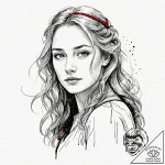 A graphic novel style portrait of a beautiful… – tattoo sketch (№1751239067_0, 29.06.2025 23:17) — tattoovalue.net