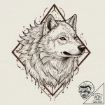 A minimalist linework tattoo of a direwolf, t… – tattoo sketch (№1751239187_0, 29.06.2025 23:19) — tattoovalue.net