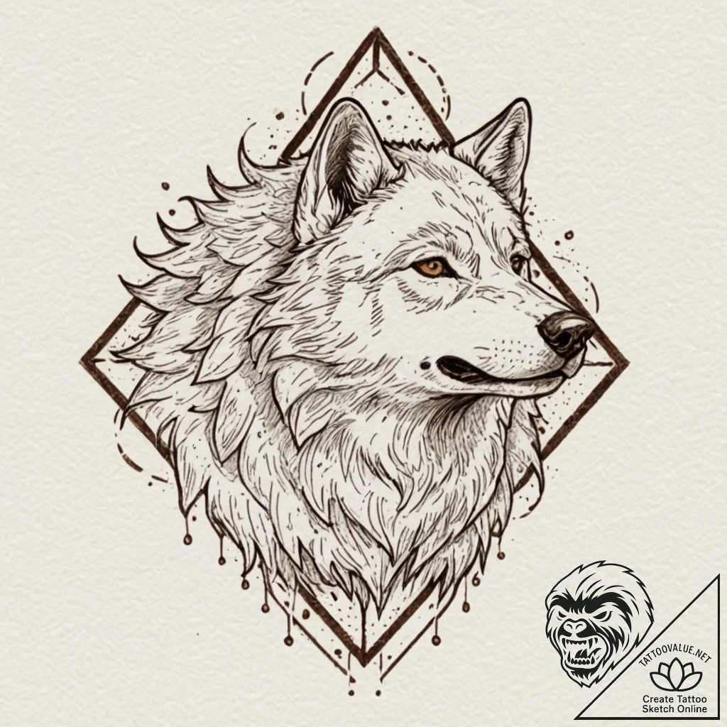 A minimalist linework tattoo of a direwolf, t... - tattoo sketch (№1751239187_0, 29.06.2025 23:19) — tattoovalue.net