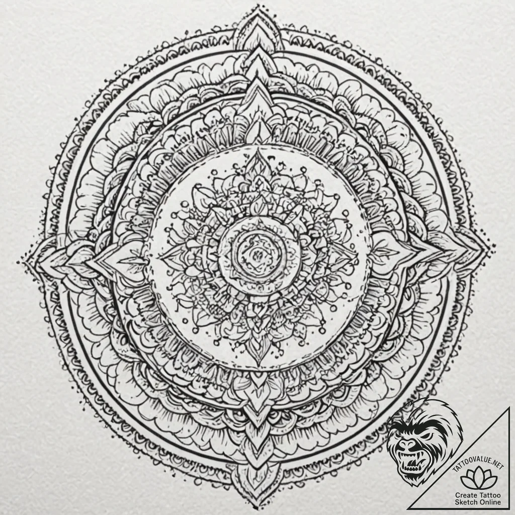 A dotwork mandala incorporating the targaryen... - tattoo sketch (№1751239879_0, 29.06.2025 23:31) — tattoovalue.net