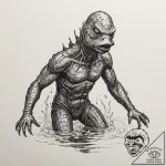 A sketch of the creature from the black lagoo… – tattoo sketch (№1751239992_0, 29.06.2025 23:33) — tattoovalue.net
