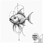 A deep-sea anglerfish with a bioluminescent l… – tattoo sketch (№1751240592_0, 29.06.2025 23:43) — tattoovalue.net