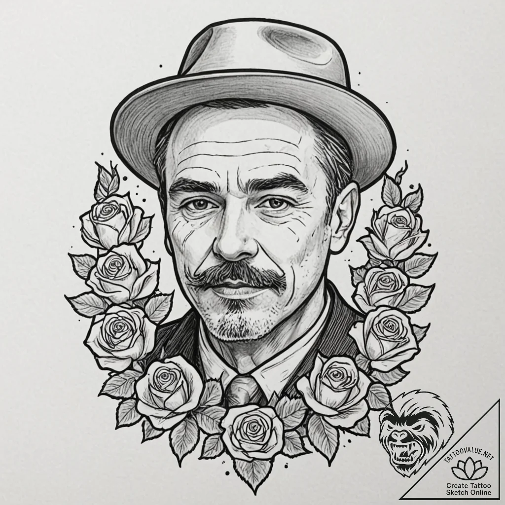 A graphic novel portrait of daniel plainview... - tattoo sketch (№1751241131_0, 29.06.2025 23:52) — tattoovalue.net