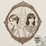 A graphic novel panel of the main characters… – tattoo sketch (№1751241315_0, 29.06.2025 23:55) — tattoovalue.net