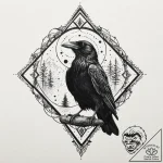A trash polka composition of a raven with a t… – tattoo sketch (№1751241499_0, 29.06.2025 23:58) — tattoovalue.net