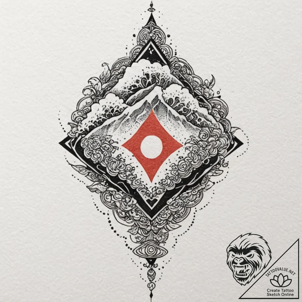 A watercolor sketch of the akatsuki cloud sym... - tattoo sketch (№1751241971_0, 30.06.2025 00:06) — tattoovalue.net