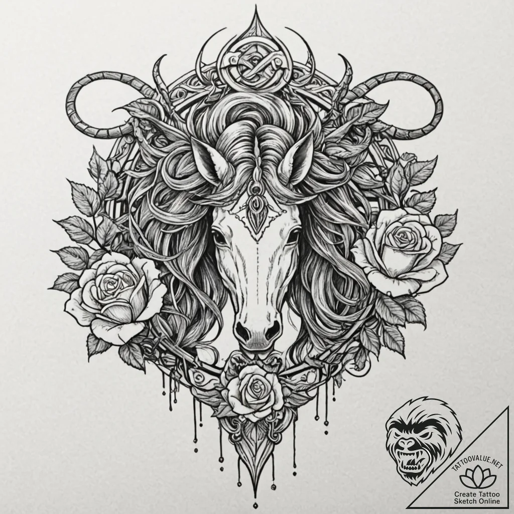 Sleipnir, odin's eight-legged horse, tattoo l... - tattoo sketch (№1751242080_0, 30.06.2025 00:08) — tattoovalue.net