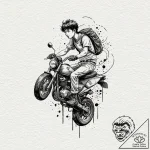 Trash polka tattoo of kaneda on his bike from… – tattoo sketch (№1751242311_0, 30.06.2025 00:11) — tattoovalue.net