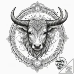 Taurus (zodiac sign), tattoo sketch design, n… – tattoo sketch (№1751243342_0, 30.06.2025 00:29) — tattoovalue.net