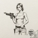 A sketch of sarah connor from t2, strong and… – tattoo sketch (№1751243463_0, 30.06.2025 00:31) — tattoovalue.net
