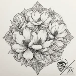 Magnolia, tattoo drawing outline, muted color… – tattoo sketch (№1751243567_0, 30.06.2025 00:32) — tattoovalue.net