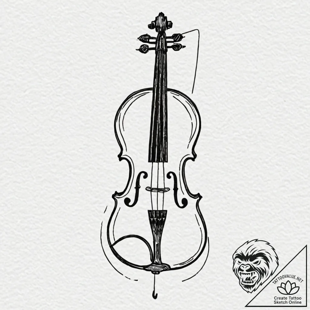 Violin, tattoo sketch design, stylized interp... - tattoo sketch (№1751244183_0, 30.06.2025 00:43) — tattoovalue.net