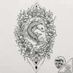 Koi, ink illustration for tattoo, bold outlin… – tattoo sketch (№1751244412_0, 30.06.2025 00:46) — tattoovalue.net