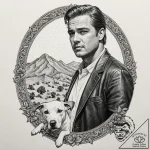 A graphic novel style portrait of cliff booth… – tattoo sketch (№1751244868_0, 30.06.2025 00:54) — tattoovalue.net