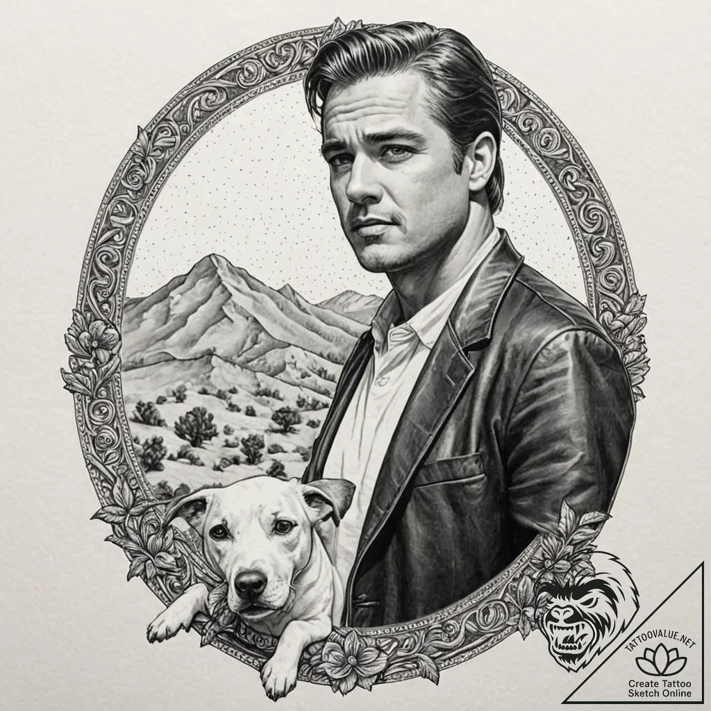 A graphic novel style portrait of cliff booth... - tattoo sketch (№1751244868_0, 30.06.2025 00:54) — tattoovalue.net