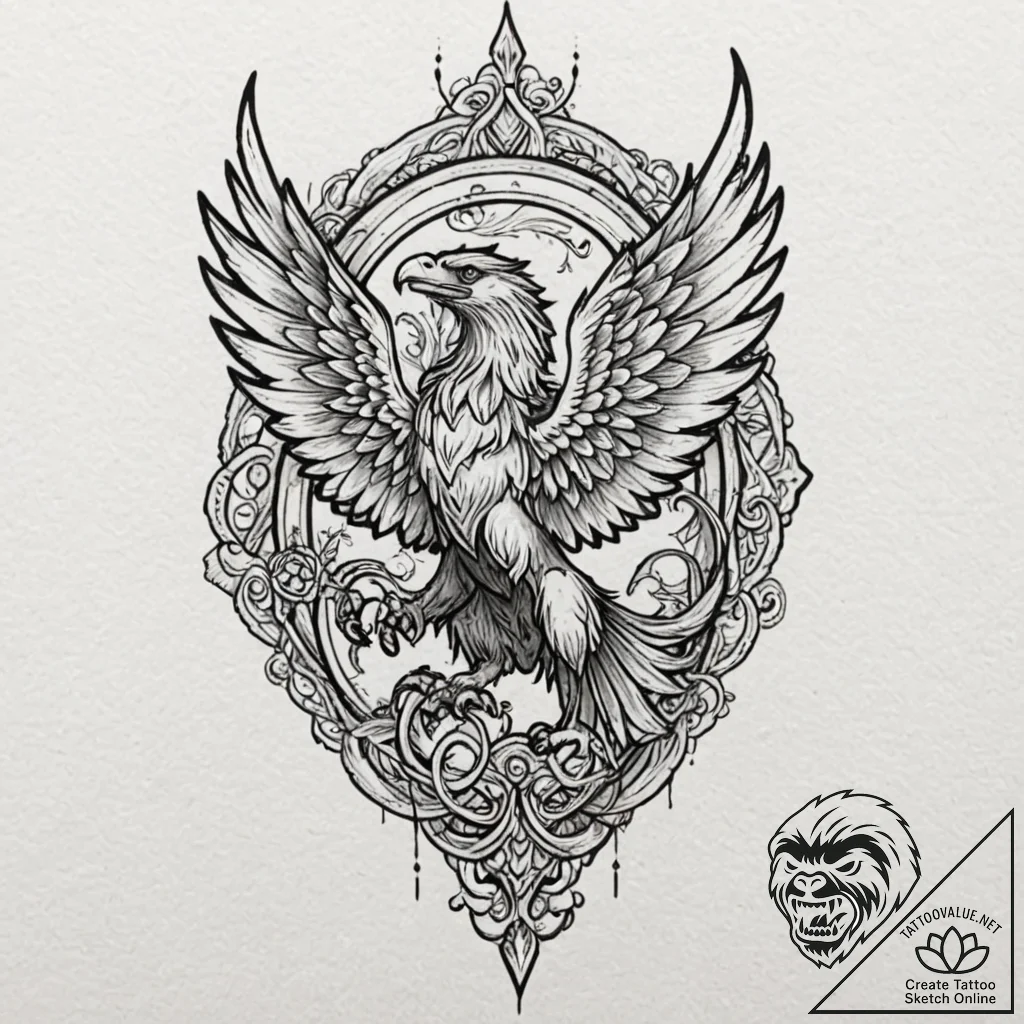 Griffin, tattoo sketch design, subtle drop sh... - tattoo sketch (№1751245398_0, 30.06.2025 01:03) — tattoovalue.net