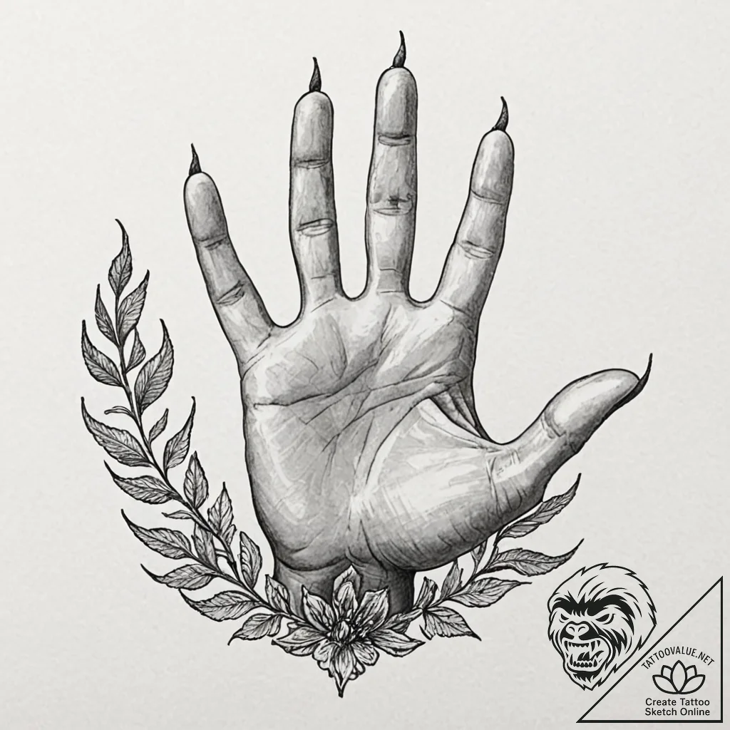 Claws, artistic tattoo sketch, stylized inter... - tattoo sketch (№1751245512_0, 30.06.2025 01:05) — tattoovalue.net