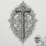 A linework tattoo of the iconic hammer from o… – tattoo sketch (№1751245622_0, 30.06.2025 01:07) — tattoovalue.net