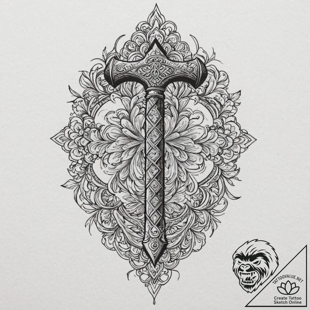 A linework tattoo of the iconic hammer from o... - tattoo sketch (№1751245622_0, 30.06.2025 01:07) — tattoovalue.net