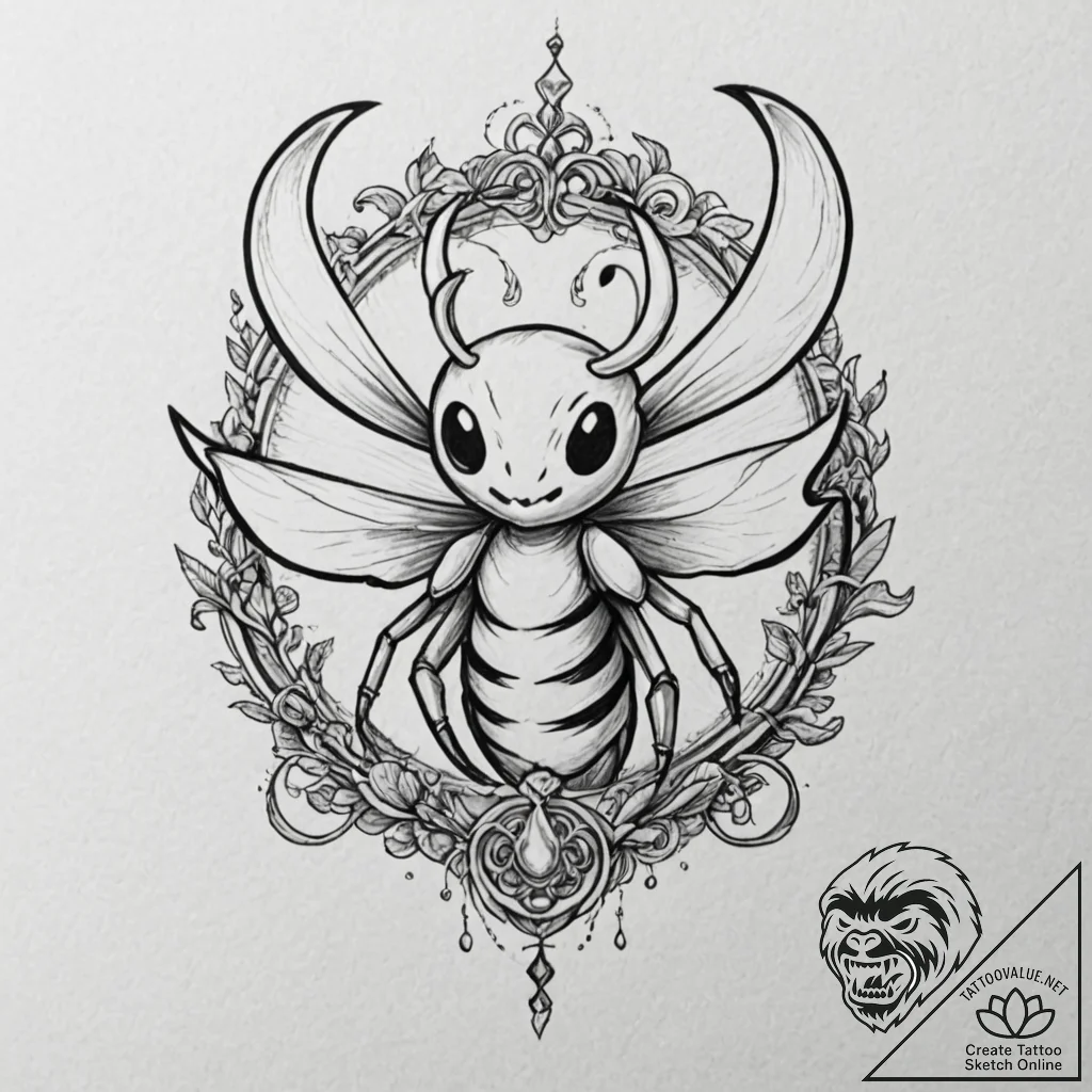 Hornet from hollow knight, artistic tattoo sk... - tattoo sketch (№1751245729_0, 30.06.2025 01:08) — tattoovalue.net
