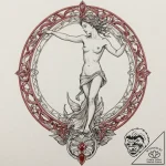 Statue, tattoo drawing outline, dynamic compo… – tattoo sketch (№1751245836_0, 30.06.2025 01:10) — tattoovalue.net