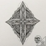 Diamond, concept art for tattoo, black and gr… – tattoo sketch (№1751246703_0, 30.06.2025 01:25) — tattoovalue.net