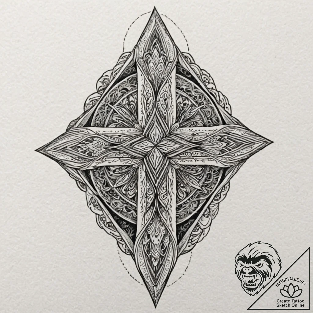 Diamond, concept art for tattoo, black and gr... - tattoo sketch (№1751246703_0, 30.06.2025 01:25) — tattoovalue.net